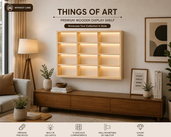 Premium Wooden LED Backlit Diecast & Collectible Display Case (Car Not Included)